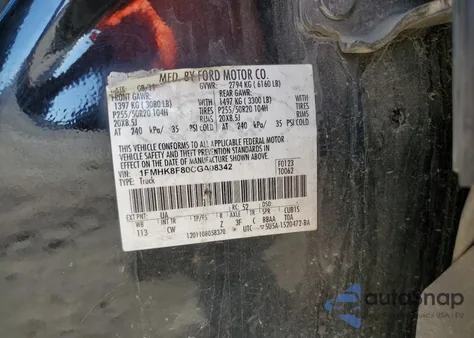 2012 Ford Explorer Limited from USA, damaged, VIN 1FMHK8F80CGA08342